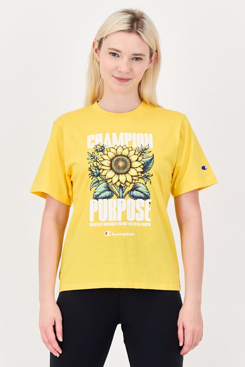 Champion Women Sportswear Fit Short Sleeve Outdoor T-Shirt, Yellow - Image 1